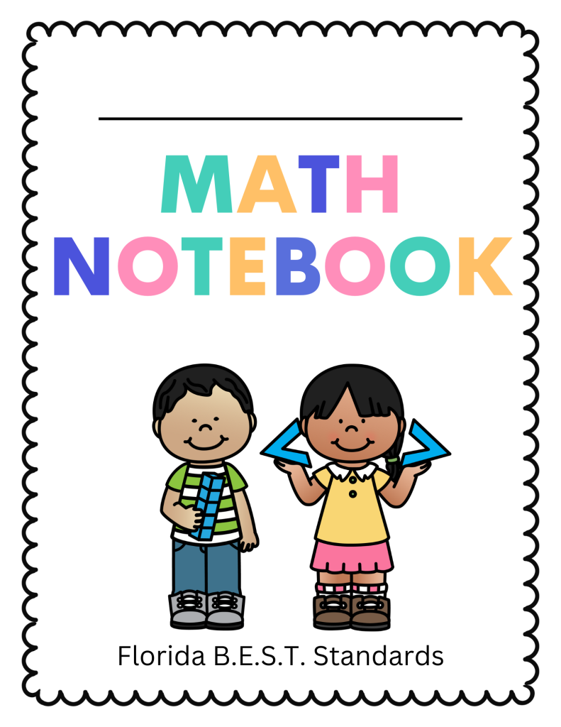 Interactive Math Notebook Covers with small boy and girl
