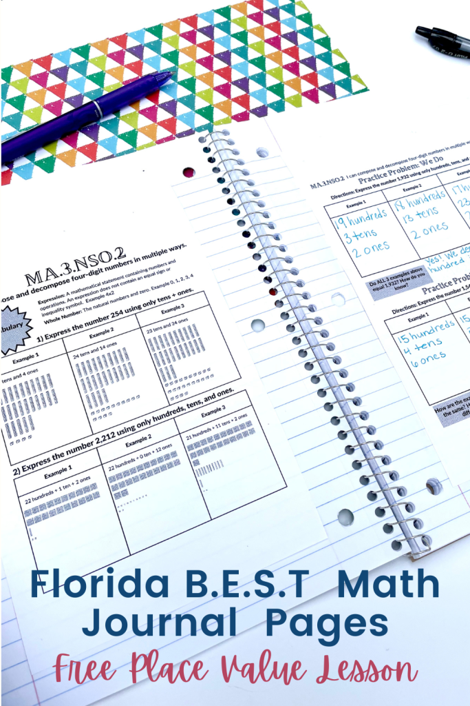 free Florida best Interactive Math Notebook place value lesson