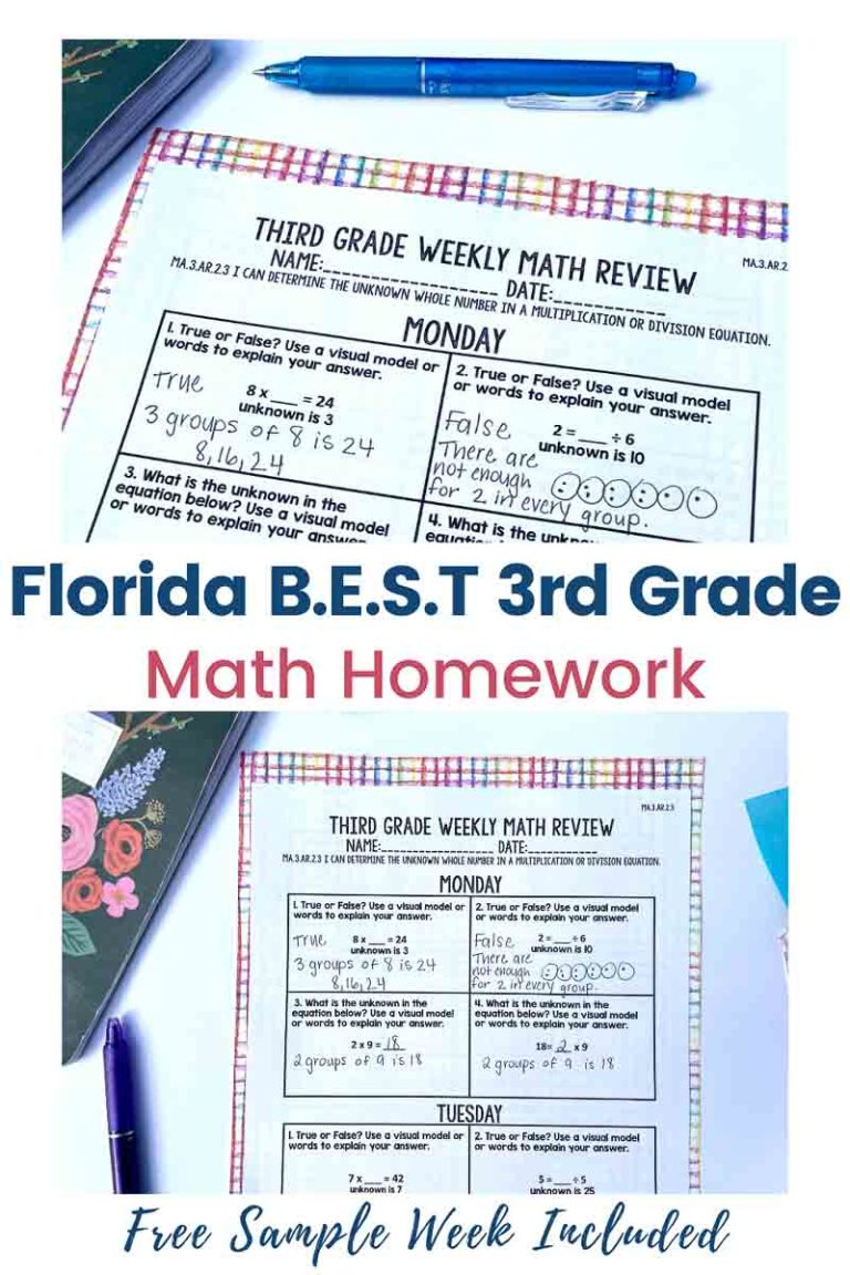 Florida BEST Math Homework for 3rd Grade